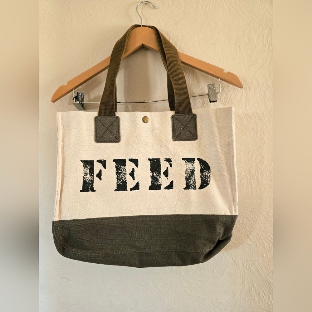 FEED Project 15, Aspen Ideas Festival Canvas Tote Bag - Cream and  Army Green
